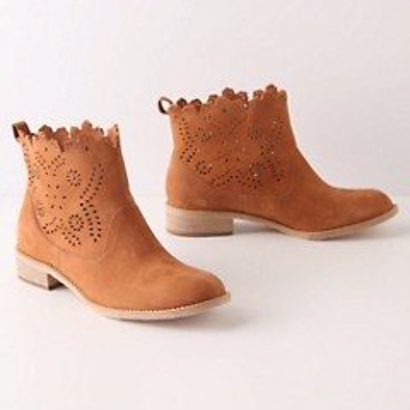 Anthropologie Shoes - Anthropologie Cutwork Leather Ankle Bootie Brown
